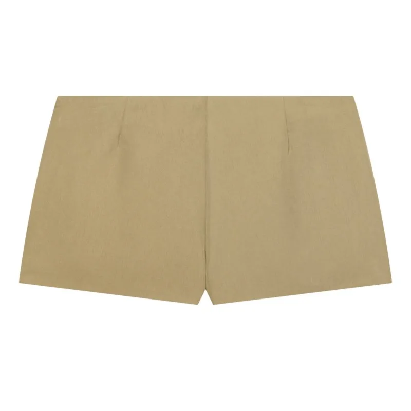 HipSeam Women's High Waist Shorts Set 2 Piece High Collar Long Sleeve Jacket Buttoned Leather Effect Mini Shorts Female Outfit