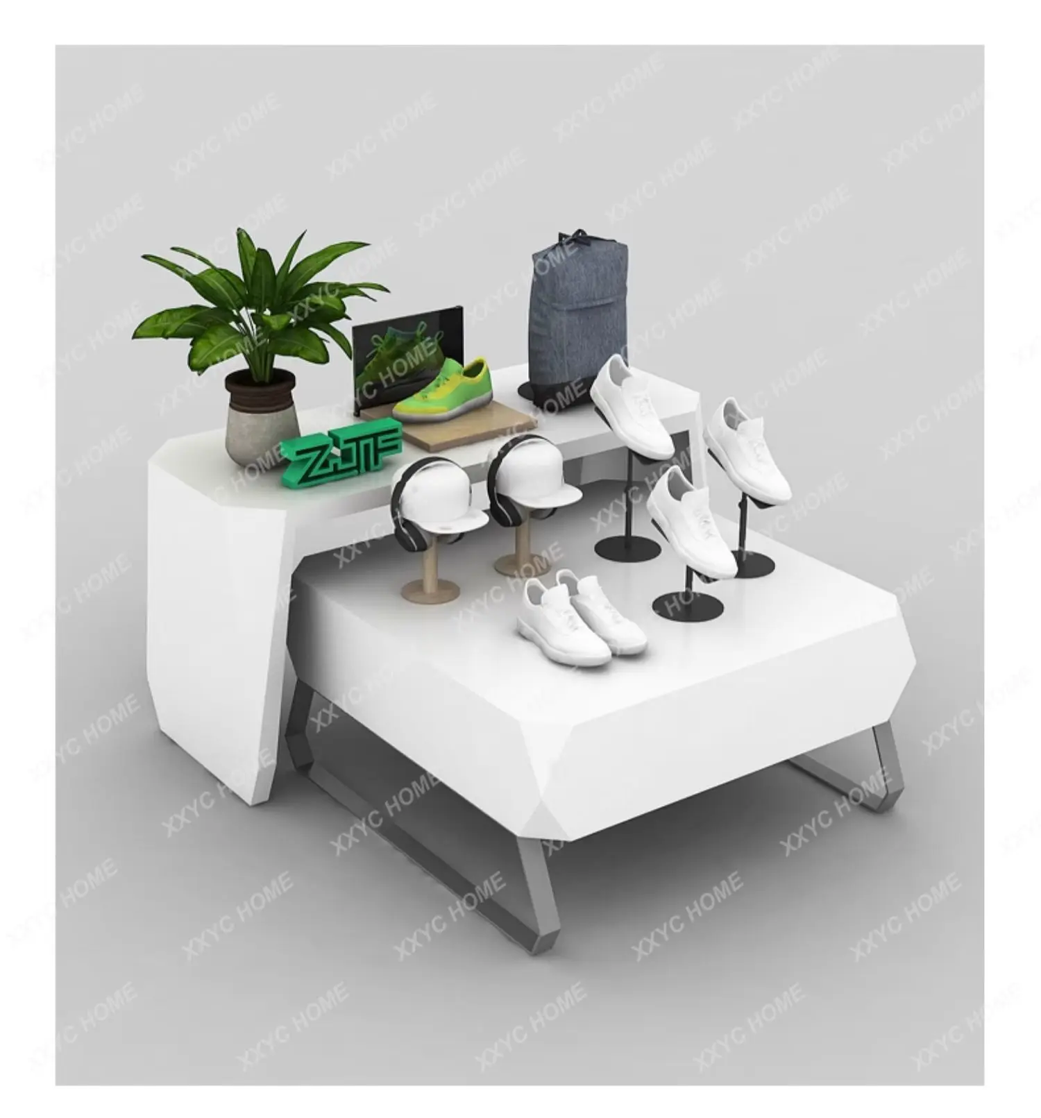 Flow Table Simple Display Table White Painted Middle Island Clothing Store Display Table