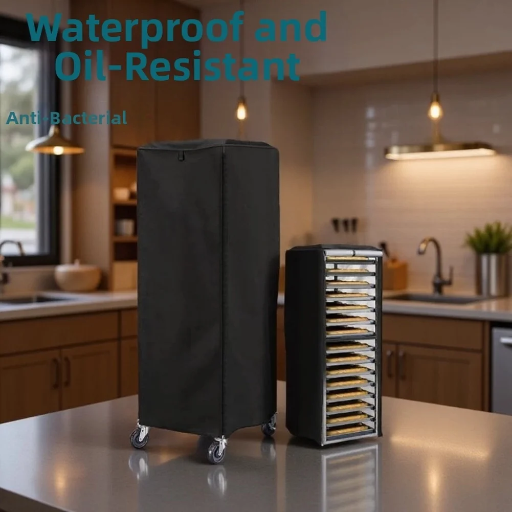 Zippered Storage Cover for Bread Cake Racks Built with 420D Silver Coated Oxford Fabric to Resist Water and Dust During Storage