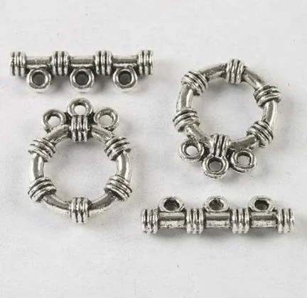 

10sets 18x14mm bar:19.9mm Alloy matel dark silver vintage round toggle clasps HWH3880 handmade supplies