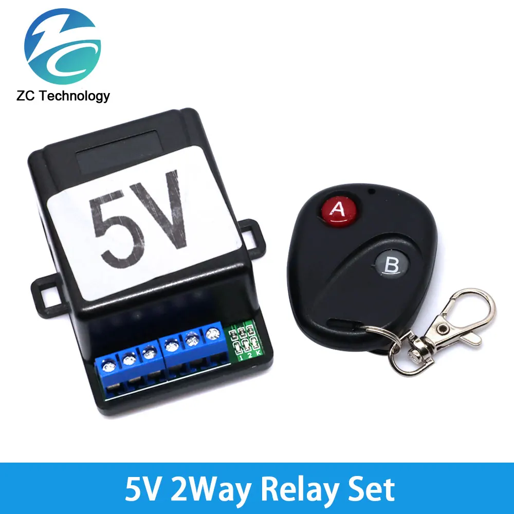 433Mhz RF Remote Control Wireless Switch DC 5V 12V 1CH 2 Way Relay Receiver and 2CH Transmitter For Door Electromagnetic Lock