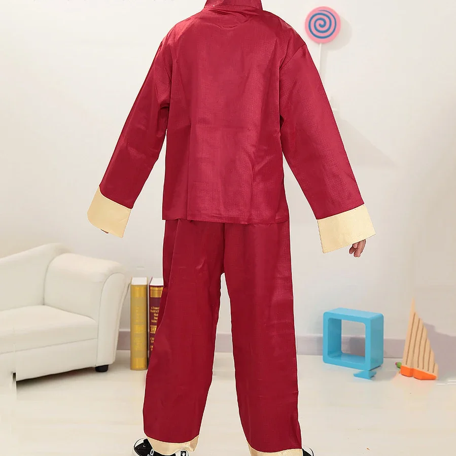 Vintage Embroidery Dragon Kong Fu Clothing Chinese Mandarin Collar Casual 2PCS Shirt&Pants Satin Children Boy Tang Suit