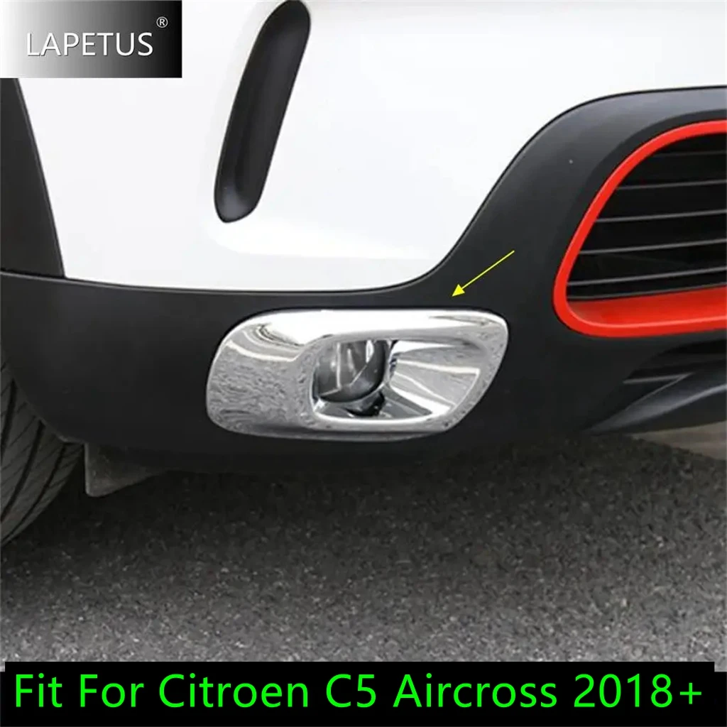 

Red / Chrome Front Head Bumper Fog Lights Lamps Decor Panel Protect Cover Trim For Citroen C5 Aircross 2018-2021 Car Accessories