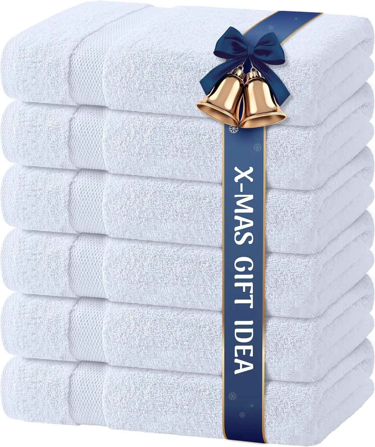 

6-Pack White Bath Towels 24x50 Inch, Extra Absorbent Cotton Set for Home & Gym