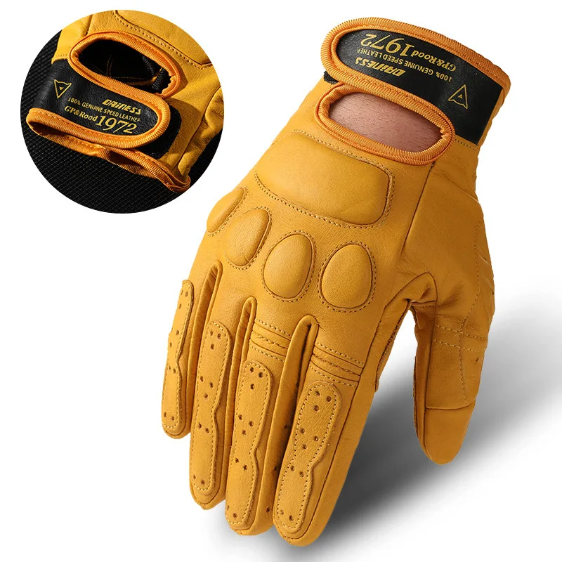 

Retro Motorcycle Gloves Breathable Leather Racing Gloves Men's Motocross Winter&Summer Gloves Touch Screen Motorcycle Accessory