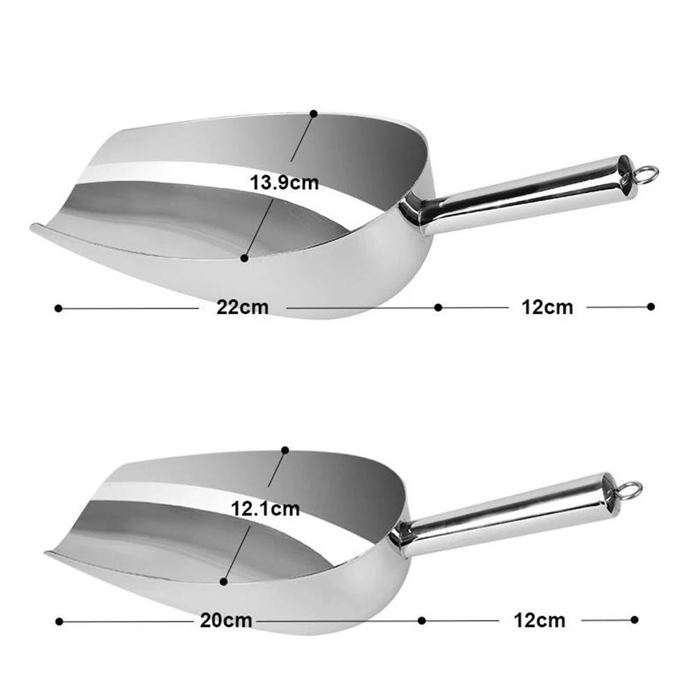 

Stainless Steel Ice Cube Straight Handle Thickened Wear-Resistant One-Piece Deepen Widened Shovel Body Spill-Free