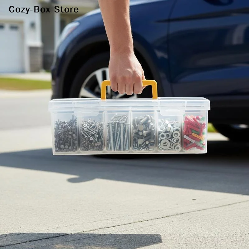Multi-Compartment Tool Storage Box Transparent Hardware Tool Organizer Screw And Accessory Sorting Box, Household Screw Wrenc