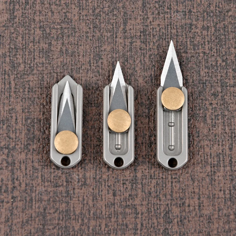 Mini Titanium Alloy Brass Portable Knife Keycahin Pocket Knife Outdoor Self Defense EDC Tool Portable Open Box Express Replace B