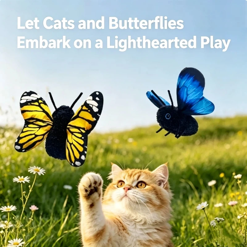 Cat Interactive Butterfly Toy Smart Sensing Flapping Wings Automatic Flutter Insect Play Device Indoor Kitten Self‑entertainment