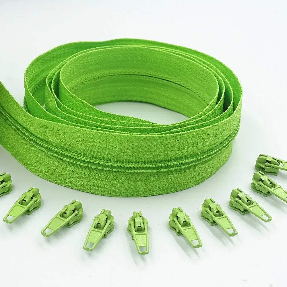 3# 1/2/3/5/10 Meters Long Nylon Zippers Rolls with 2/4/6/10/20 Pieces Auto-lock Zipper Slider For Tailor Sewing 20color