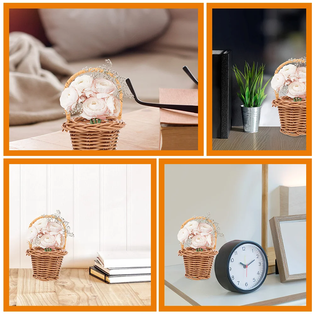 

6 Pcs Mini Woven Basket Wedding Party Decoration Small Candy Gift Baskets with Handles Tiny Picnic Favor for Favors Easter