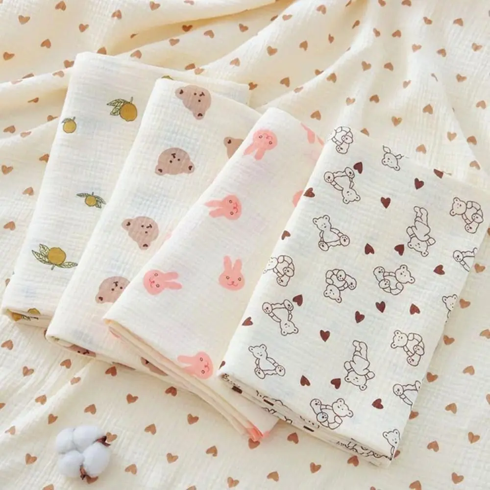 Double-Layered Swaddle Blanket Breathable Gauze Cartoon Print Newborn Wrap Blanket Multifunctional Soft Cotton Swaddle Wrap