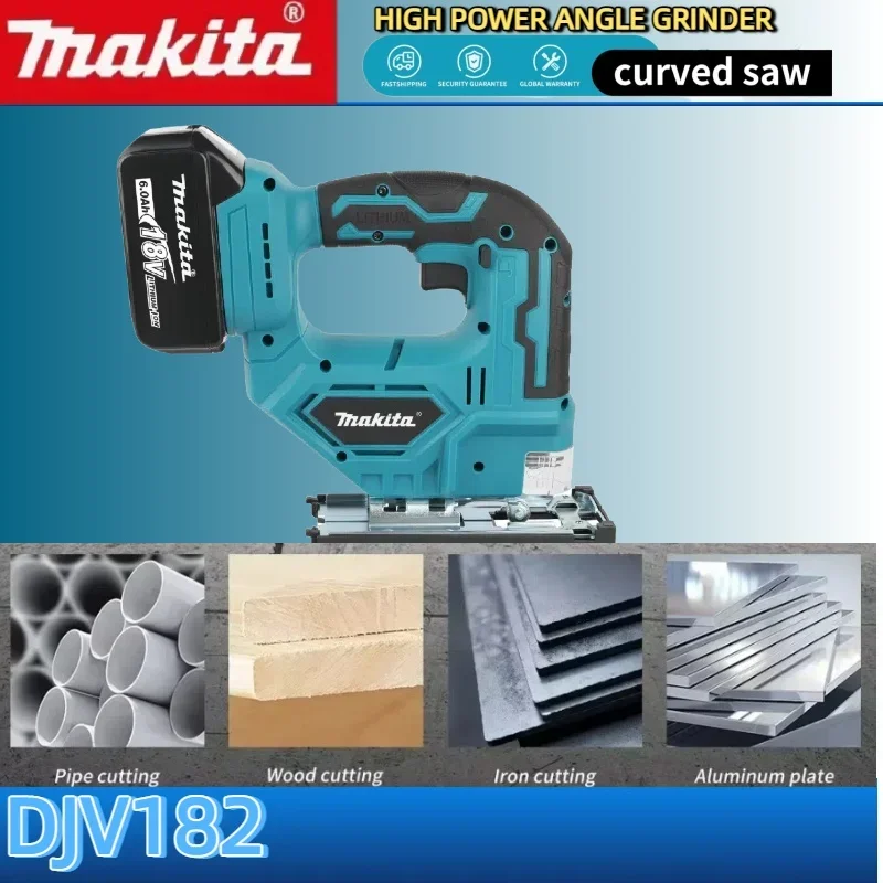 

Аккумуляторный бесщеточный лобзик Makita DJV182Z 340 Вт, 18 В, без аккумулятора, с пильным полотном, портативный, с рукояткой-тубусом, для плотницких работ, 2025 год