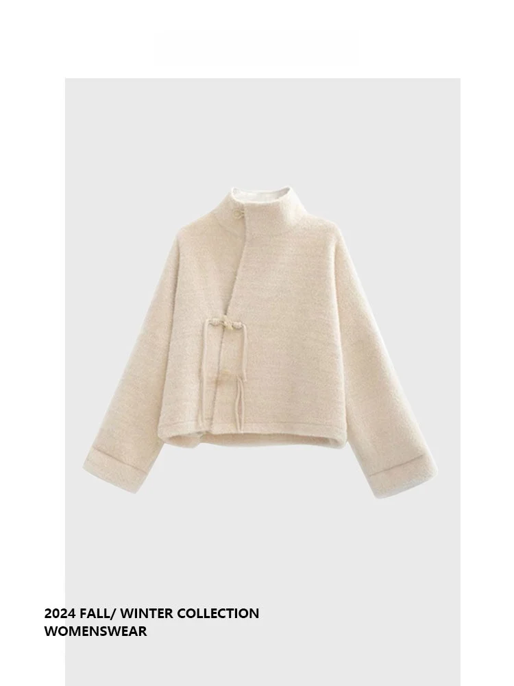 

Forever 21 Новая верхняя одежда в китайском стиле с воротником-стойкой, простой ретро-дизайн, универсальная, осенне-зимняя, с длинными рукавами