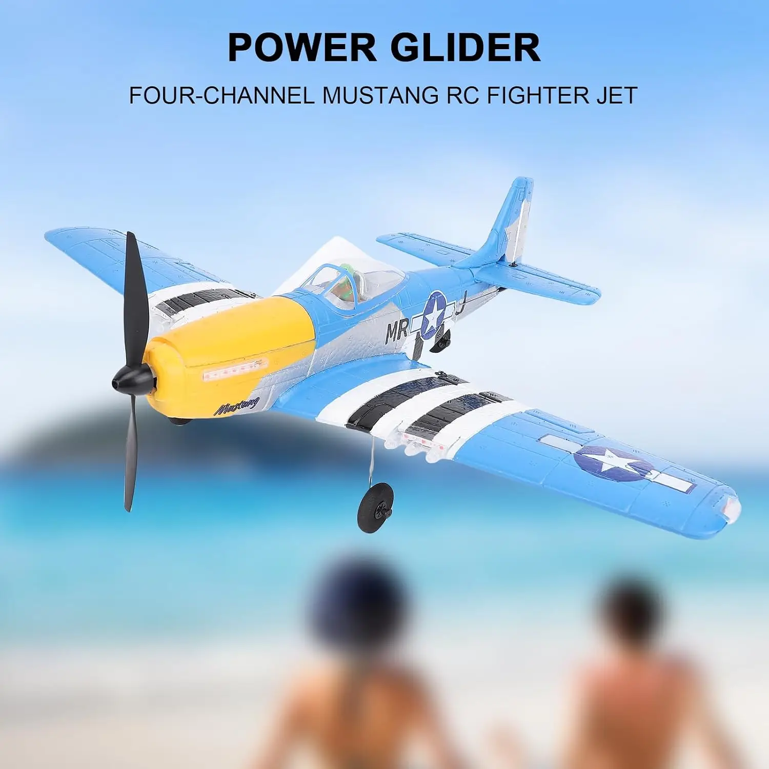 RC Plane, 4 Channel Remote Control Airplane, P51 Fighter Glider, 2.4GHz EPP Foam Plane with 6-Axis Gyro and 3D Aerobatics, Easy