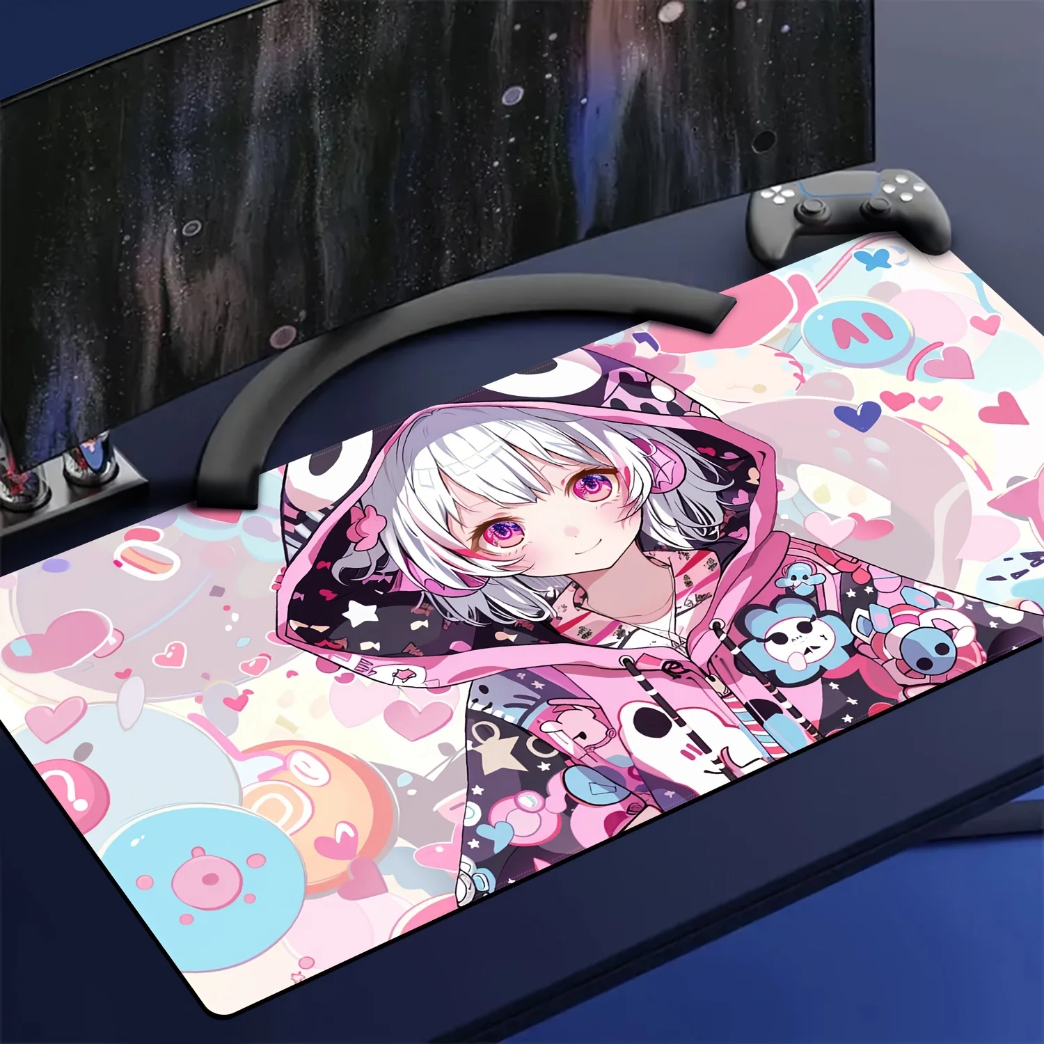 

900x400mm Anime Cute Girls Fashion Mouse Pad, Non-Slip Washable Rubber Base, Extended Desk Mat for PC Laptop
