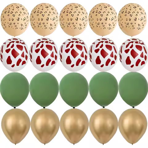 20pcs 12inch Tiger/Leopard/Giraffe Pattern Balloon Set for Kids Wild Animal Jungle Safari Birthday Party Decoration Supplies