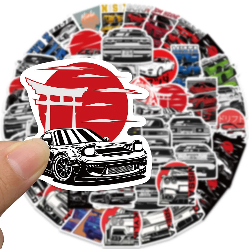 50PCS Japan JDM Racing Car Anime Graffiti Sticker  Laptop Motorcycle Car Skateboard Waterproof Decal Kids Toy Gift Sticker