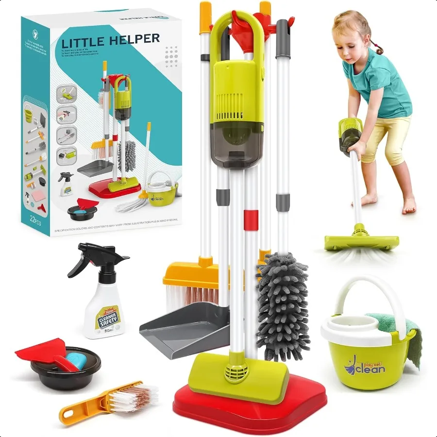 

Dreamon Toddler Cleaning Set 14Pcs Cleaning Toy Set with 2in1 Vacuum That Really Works Pretend Home Cleaning Play Set for Toddl