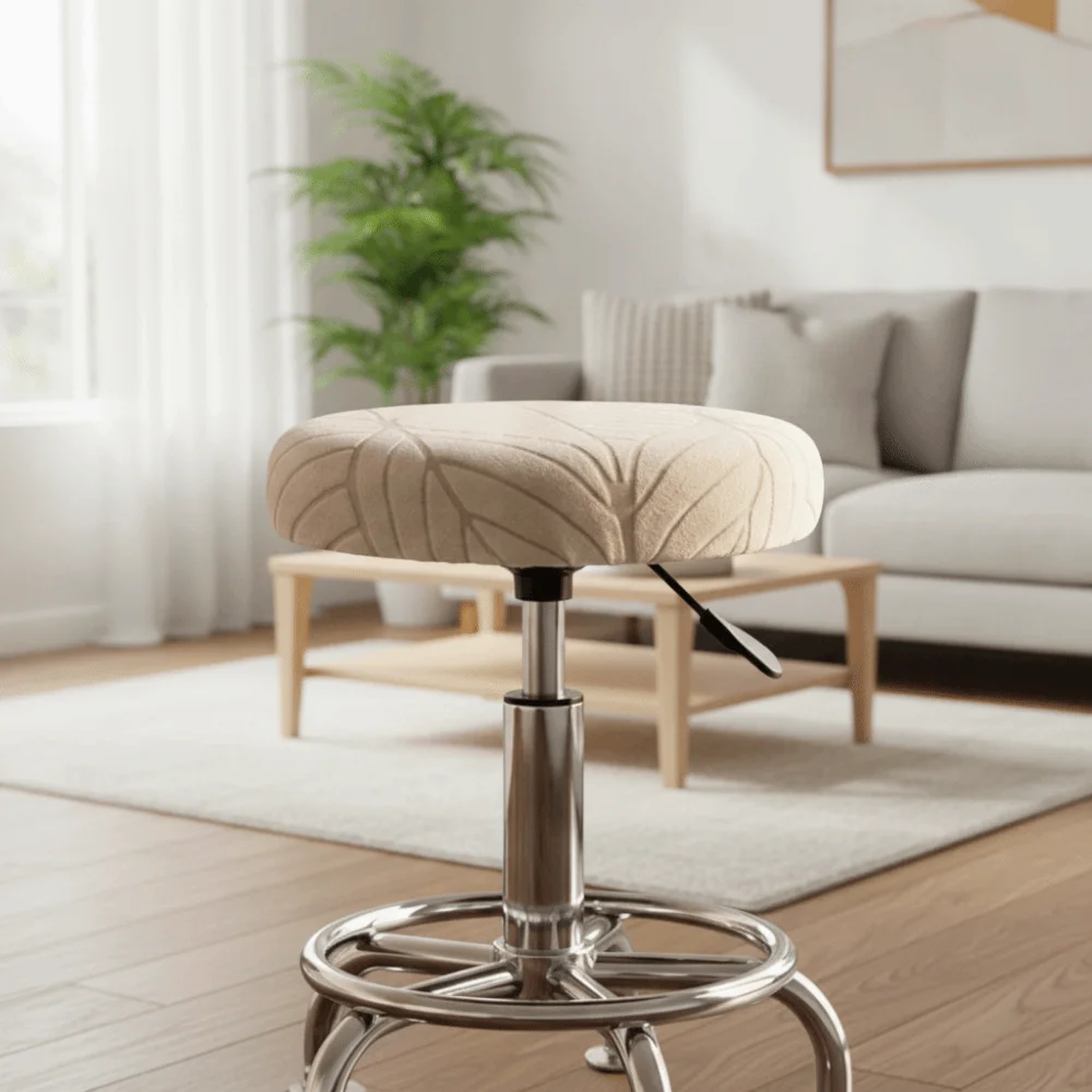 Stretch Fit Stretchable Bar Round Stool Cover Breathable Soft Chair Slipcover Dust-proof Elastic Swivel Chair Cover Coffee Shop