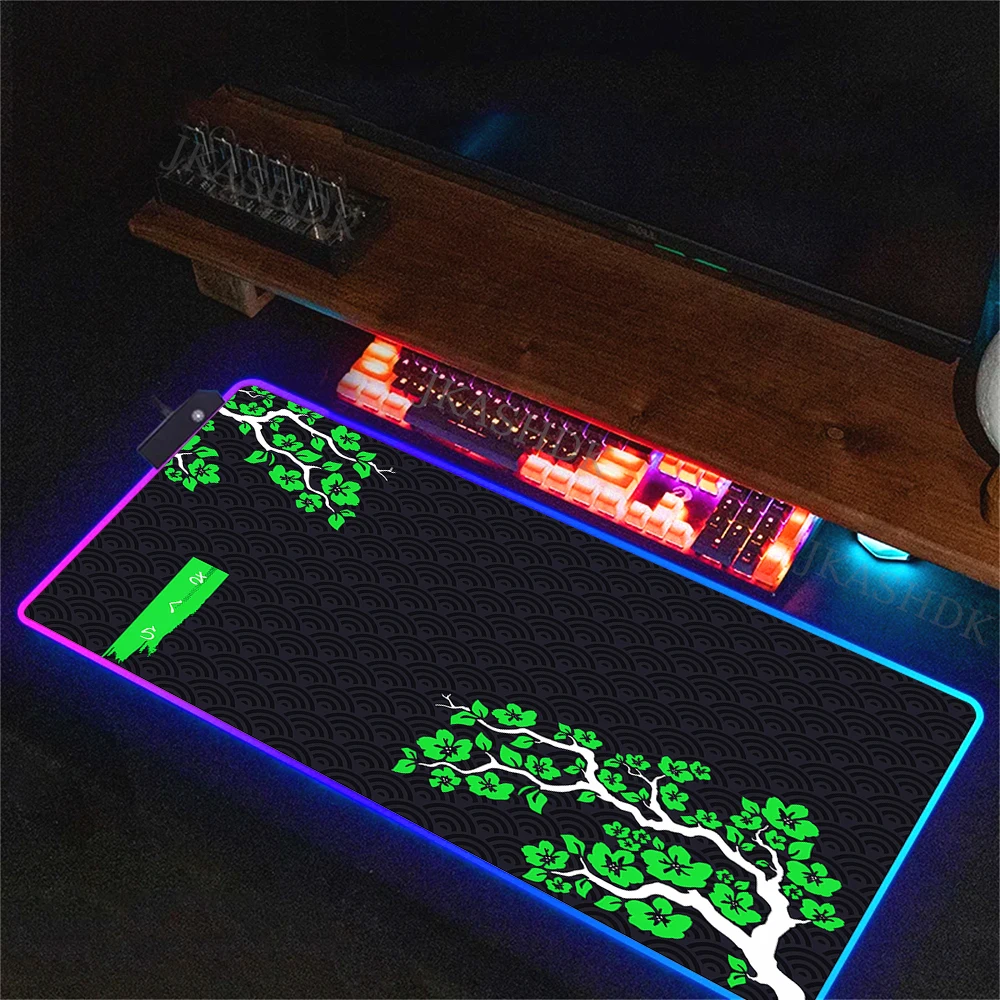 Blue Sakura RGB Gaming Pads Rubber Non-Slip Laptop PC Led Gamer Mousepad 30x80CM Large Mouse Pad XXL for Computer Keyboard Desk