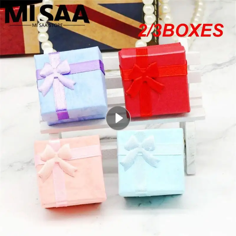 2/3BOXES Gift Box Moisture-proof Square 4×4×2.5cm Cardboard Home Storage Drawn Gift Box Delicate Fashion Storage Boxes