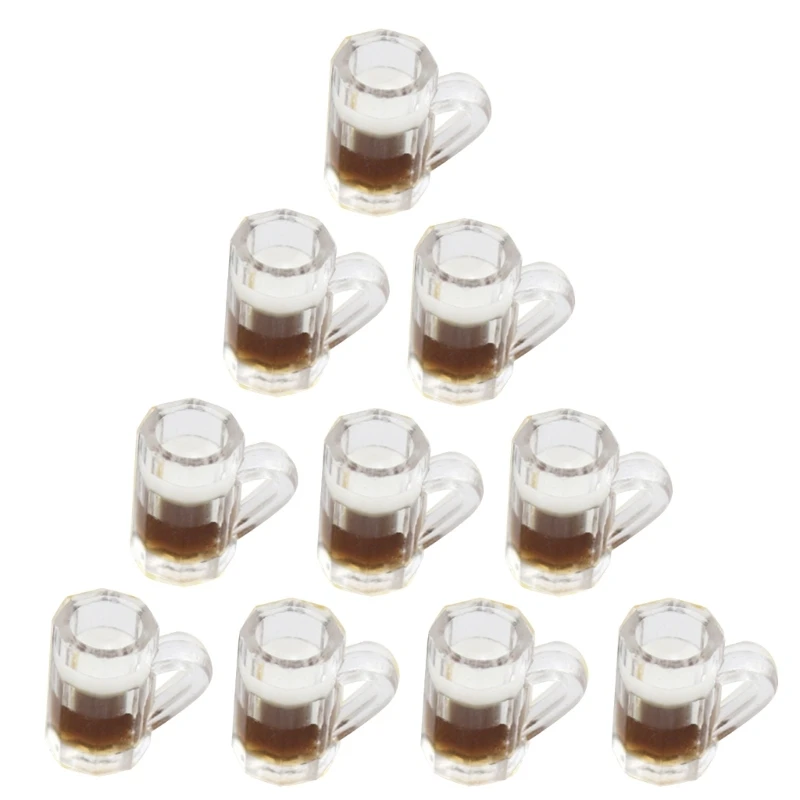 Pack of 10pcs Simulation Beer Bottle Small  Tasting Glasses Earring Keychain Pendant Modern Room Table Decorations