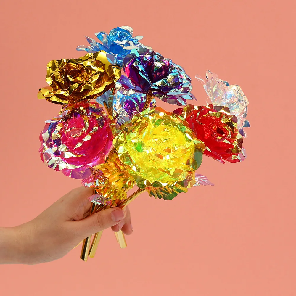 

F2 Valentine'S Day Creative Gift 24k Gold Foil Plated Single Artificial Gold-Leaf Rose Gift For Valentine'S Day Mother'S Day