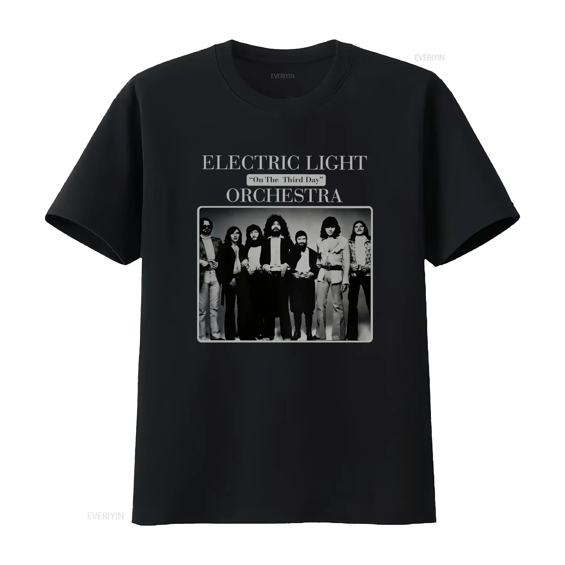Camiseta negra Electric Light Orchestra On The Third Day, talla S 5XL, estilo vintage, ropa de calle lavada, ropa de diseñador versátil