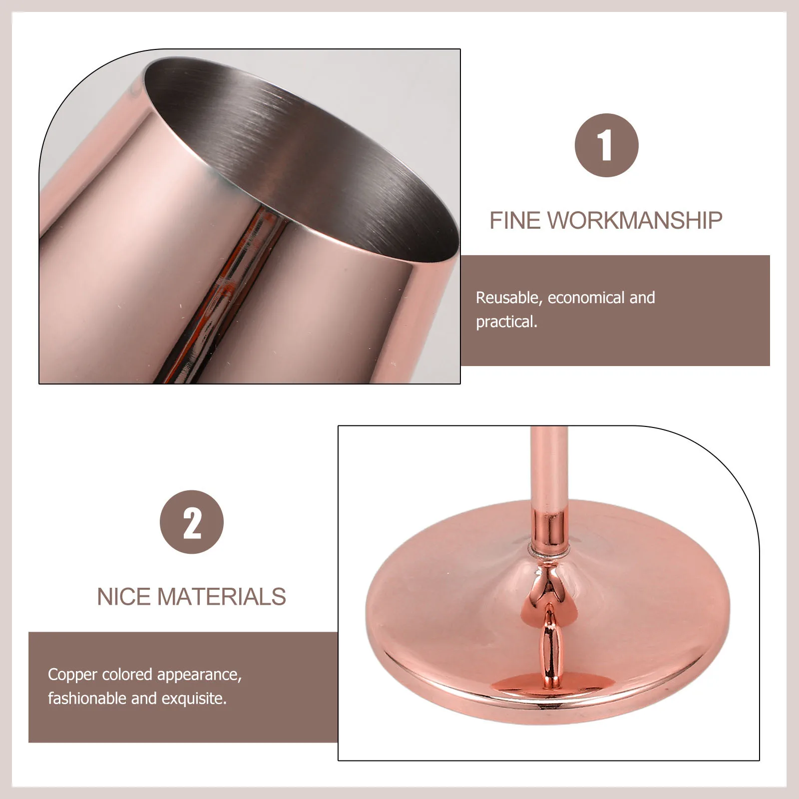 

Stainless Steel Cocktail Goblets Smooth Surface Edges for Wine Beverages Wine Glasses Stainless Steel Cocktail Flutes