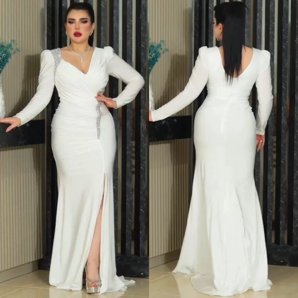 

Customized Jiayigong Jersey Sequined Party Trumpet V-neck Bespoke Occasion Gown Long Dresses Saudi Arabia