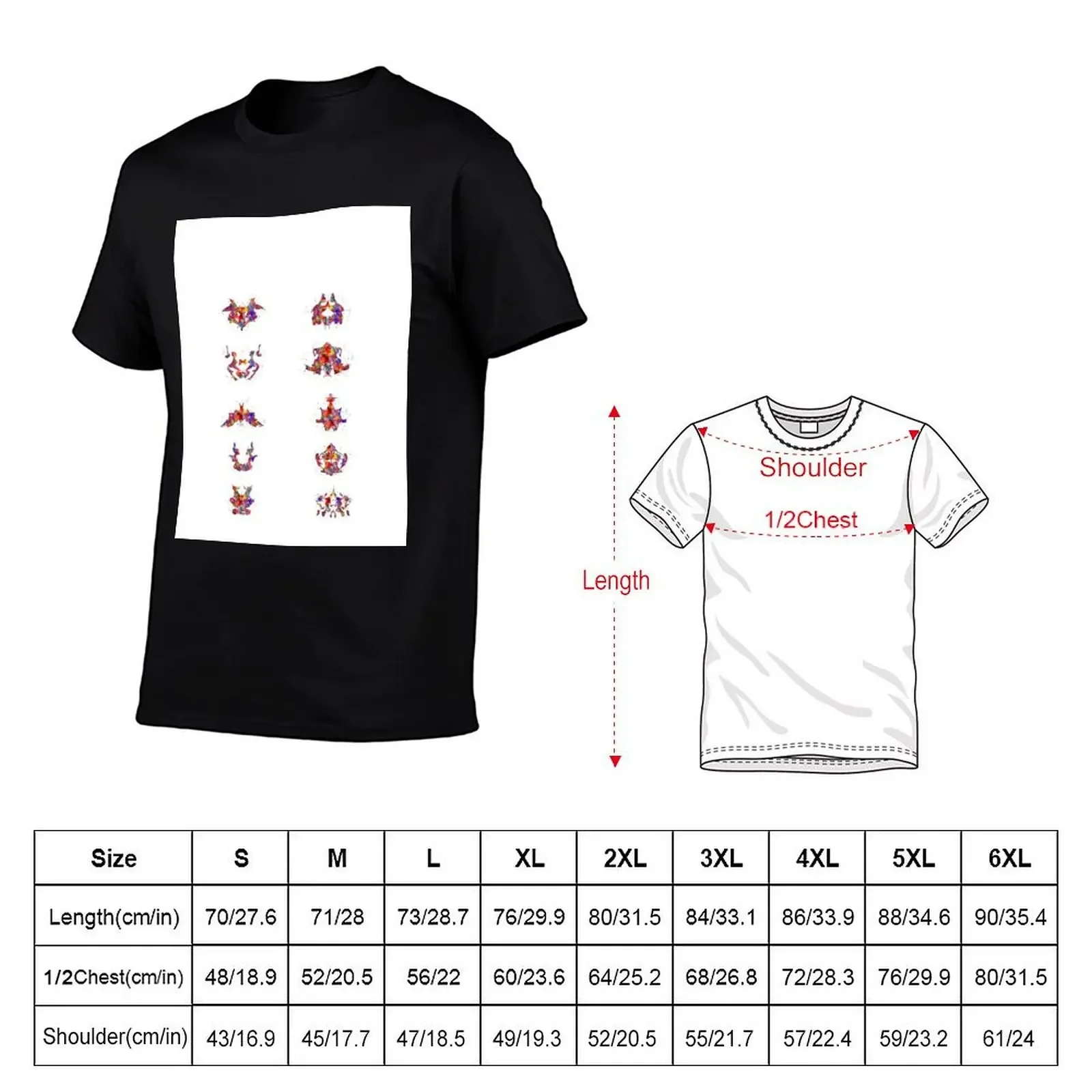 Collection of Rorschach inkblot tests, Rorschach inkblot test T-Shirt Man t-shirt korean fashion heavyweight t shirts for men