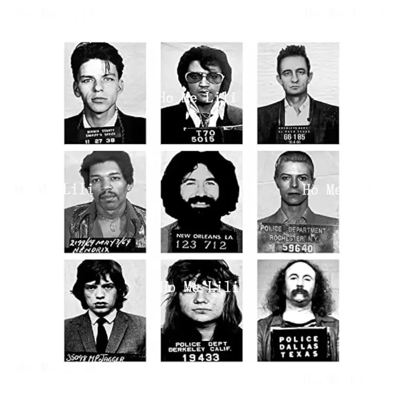 Musiker-Arrestfoto-Poster Vintage Rockband-Poster Wandkunst Metall-Blechschild