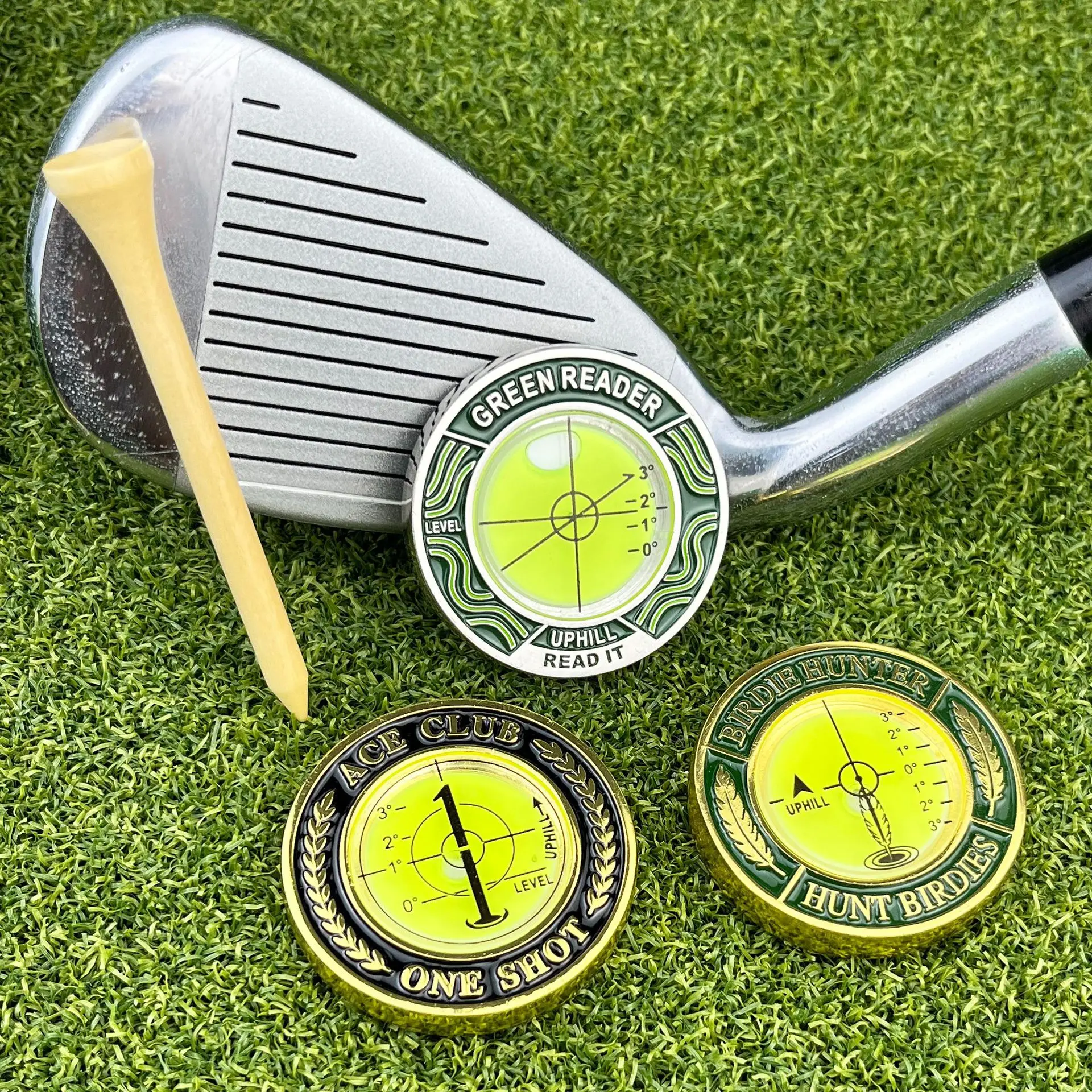 Metal Golf Ball Marker Double Sided Green Slope Reader Level Gauge Precision Golf Putting Marker for Golf Course