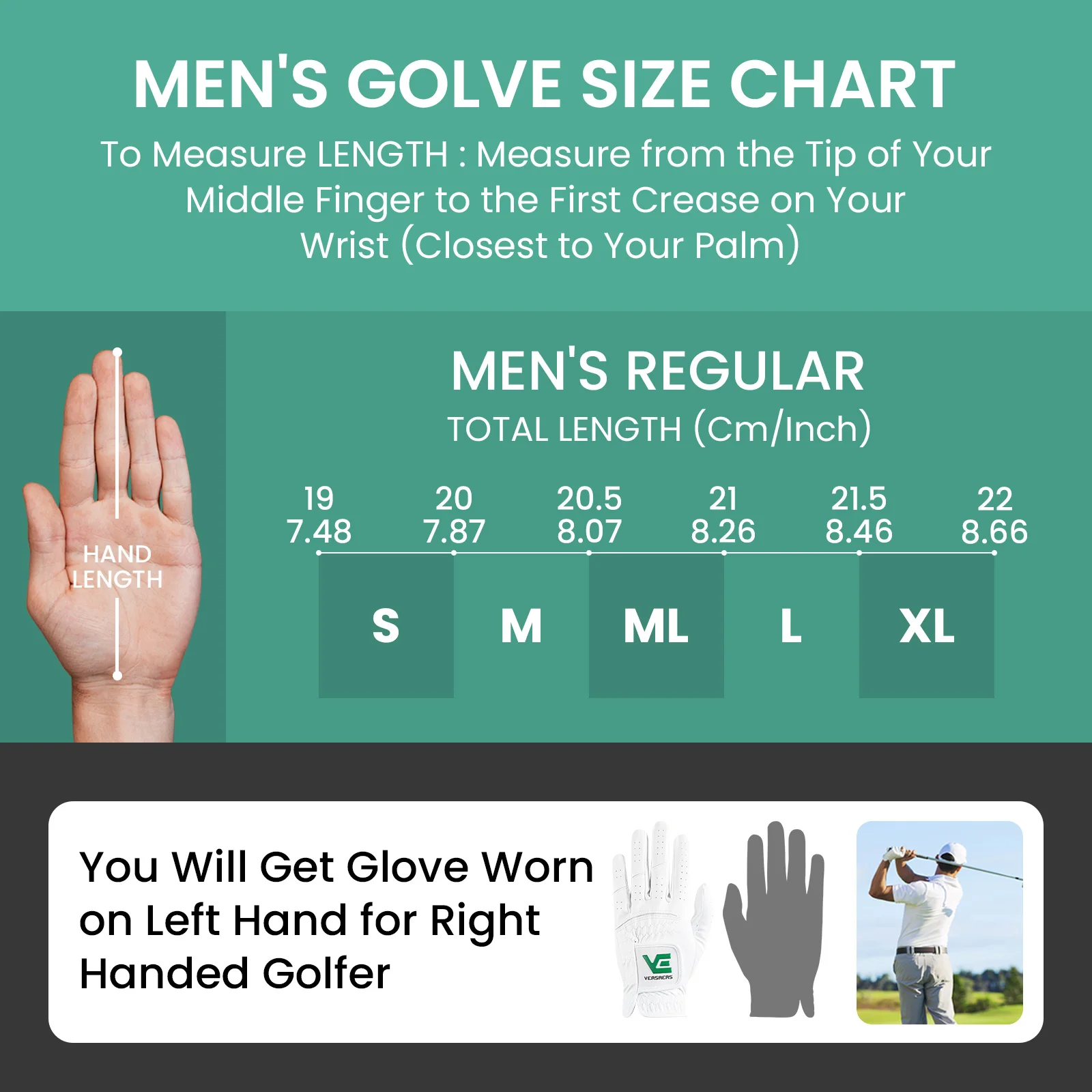 Guanto da golf da uomo per mano sinistra – Impugnatura antipioggia per tutte le stagioni per golfisti destrimani, design bianco resistente, confezione da 2