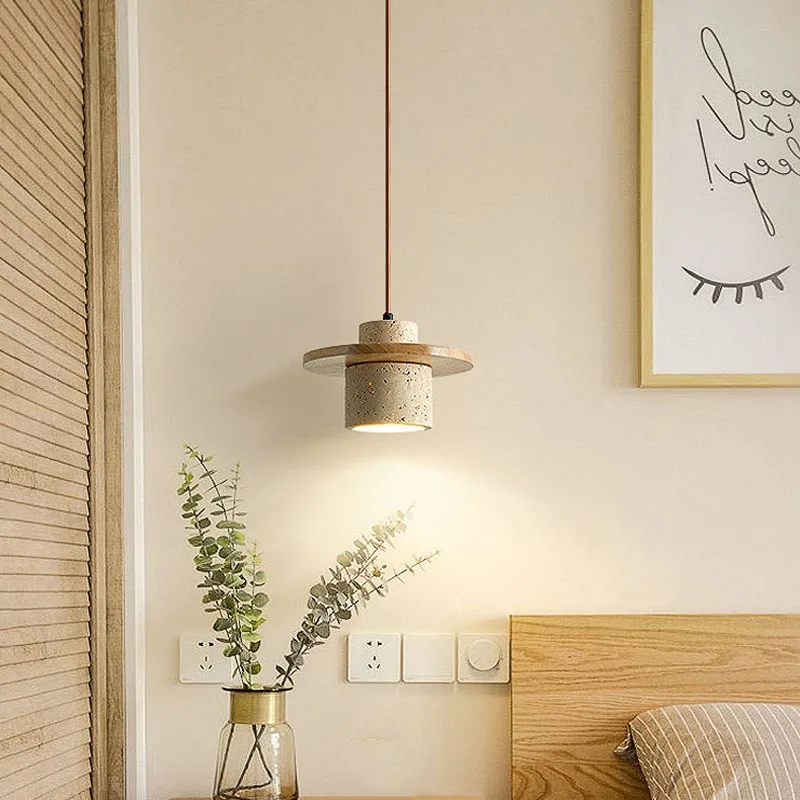 Japanese Wabi Sabi Cylindrical Creative Yellowstone E27 Ambient Pendent Lamp Home Homestay Decoration Led Ceiling Droplight