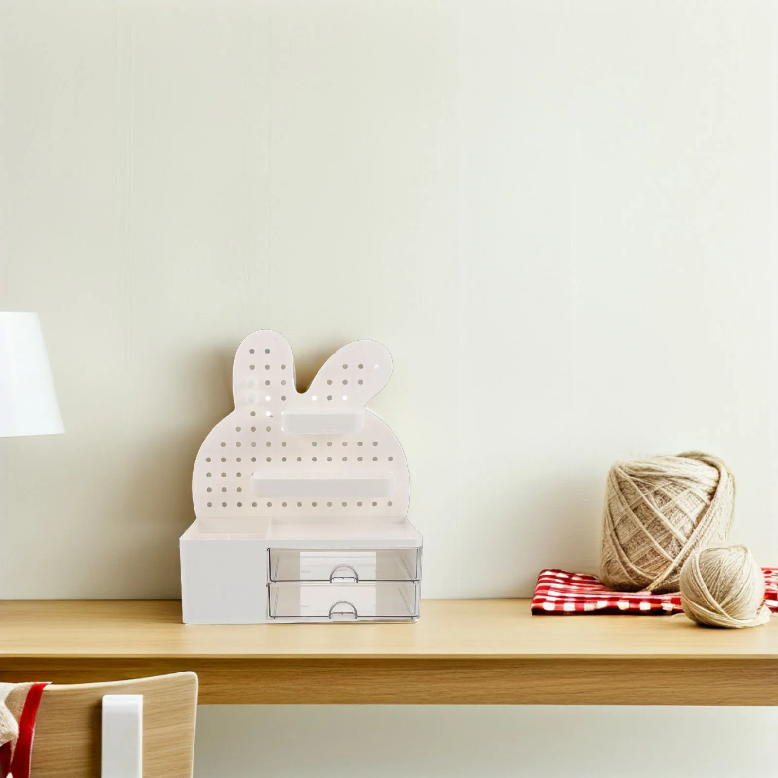 

Cute Bunny Desk Organizer Pegboard Design Drawer Storage Rack Pen Holder Office Supplies Stationery Accessories