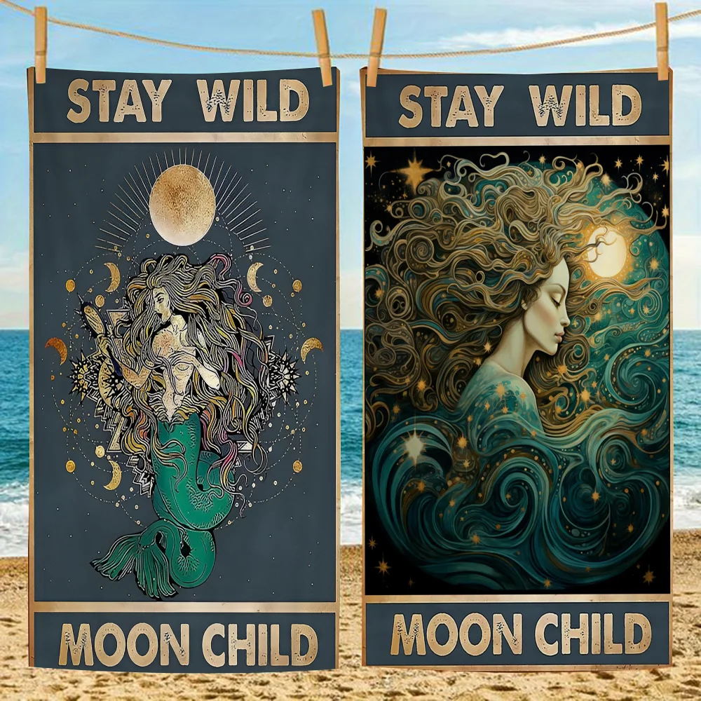 

Stay Wild Moon Child Anime Beach Swimming Towel Soft Absorbent Washcloth Children's Gifts For Kids Travel Camping Gym