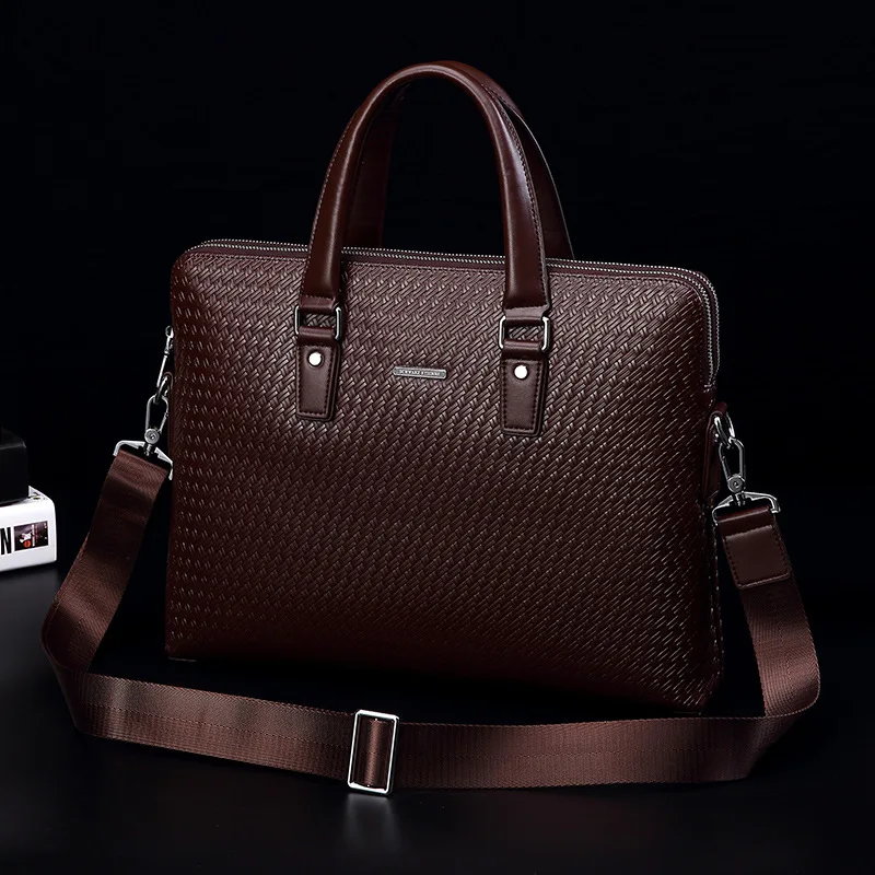 Handbag Genuine Messenger Luxury Leather Briefcases Men Large Capacity Men's Business Laptop Woven Briefcase Bag Brief Case