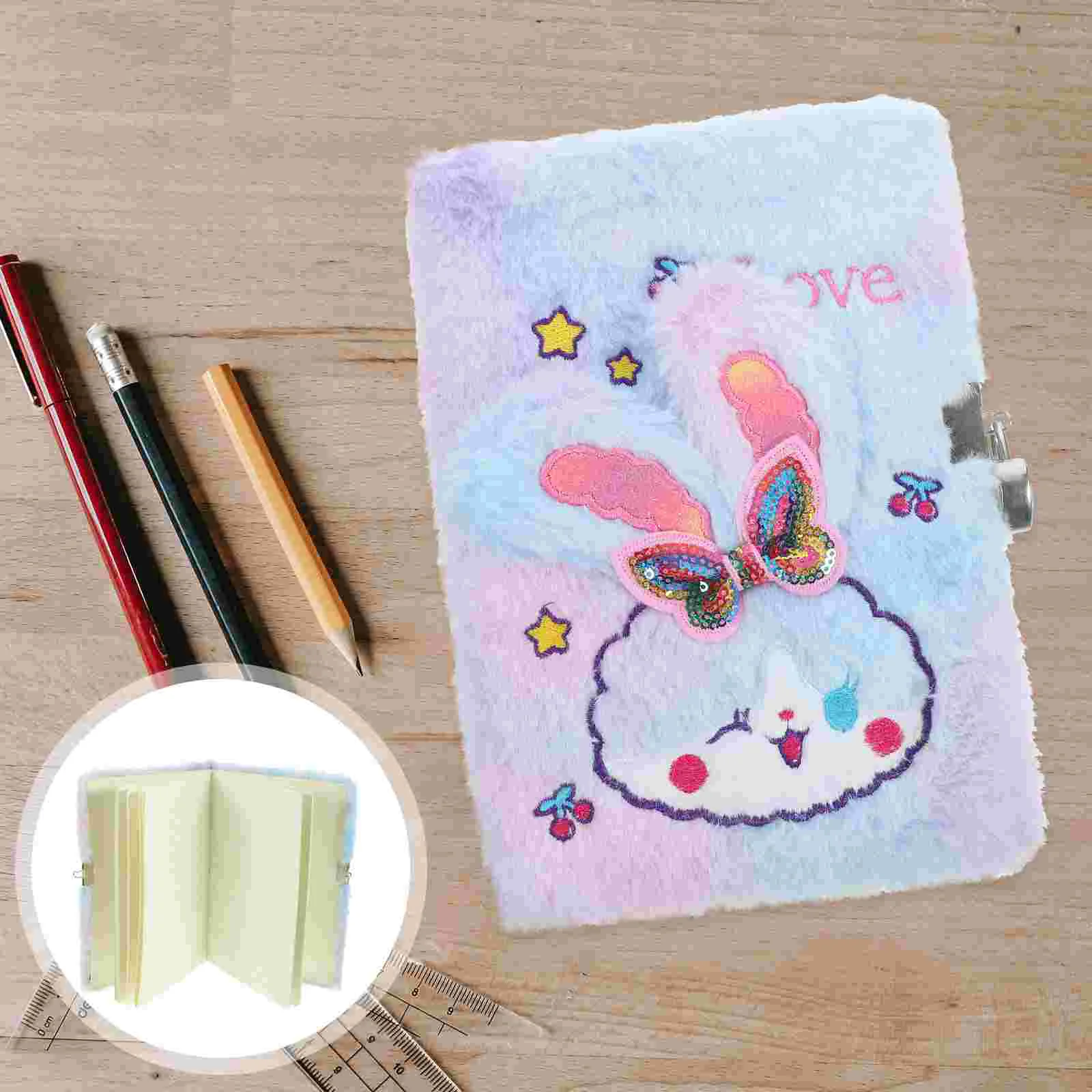 

Cute Lovely Note Book Rabbit Pattern Writing Book Cartoon Plush Notebook Girl Accessory notebooks for girls