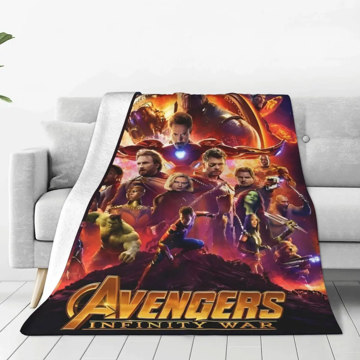 Avengers Marvel Assemble Flannel Blanket Super Soft Throw Blanket for Home Decor Airplane Travel Funny Bedspread Sofa Bed Cover