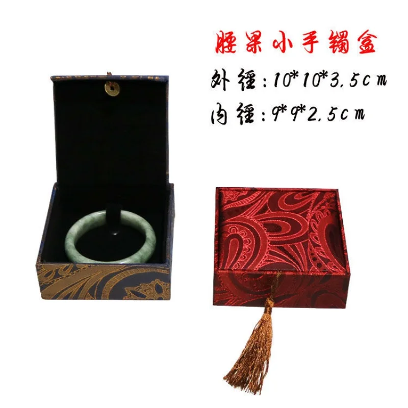 Bracelet Box Wholesale Black and Red Flannel Carved Jewelry Box Ancient Poetry Bracelet Box Jewelry Jade Packaging Box