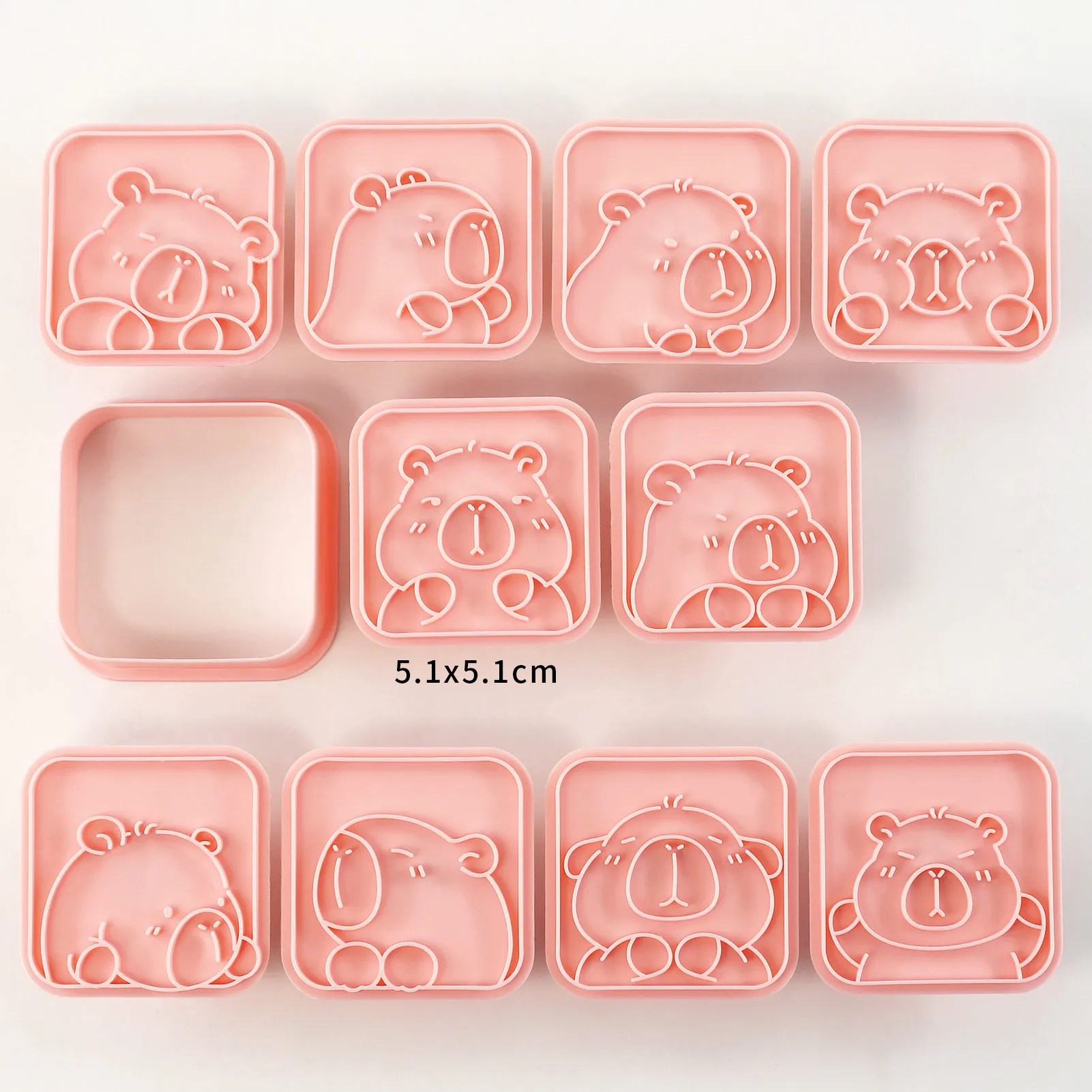 10 Pcs Capybara Cookie Cutter Set Avatar Emoticon Cookie and Fondant Baking Mold Soft Candy Baking Molds
