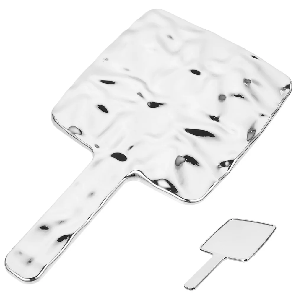Women Handheld Mirror Luxury Mirror High Definition ABS Material Stylish Electroplated Silver Lightweight Portable