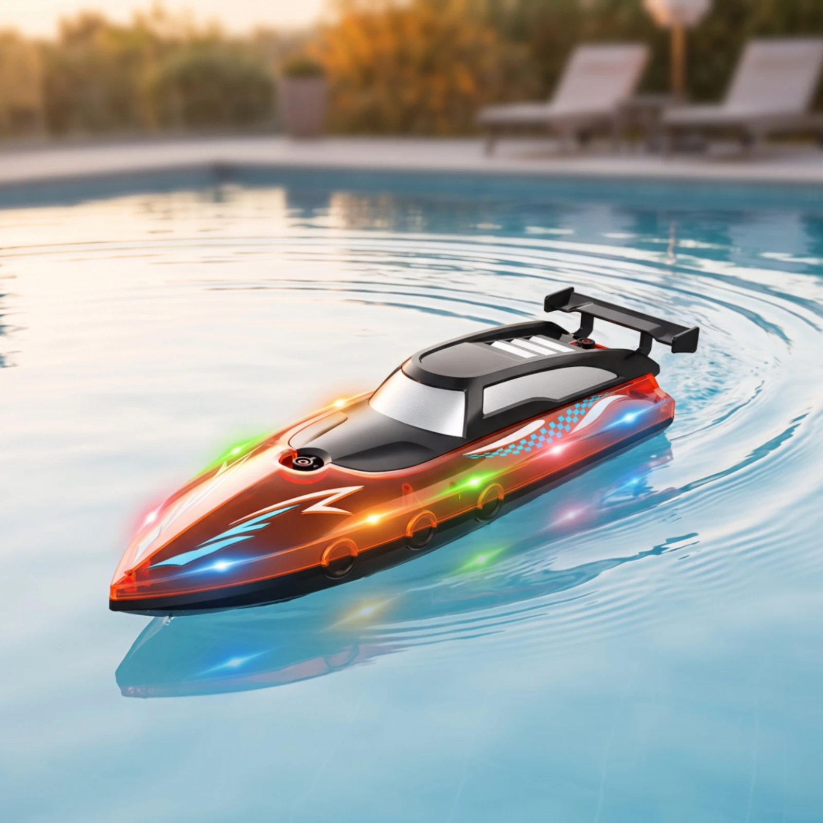 Wireless Control Boat with Dual Motors Streamlined Wireless Control Speed Boat Sporty Sealed for Children, Pool, Lake