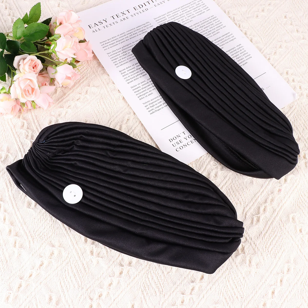 

2 Pcs Ladies Headbands Anti-stripping Belt Hat for Sports Strangulation Black Hats