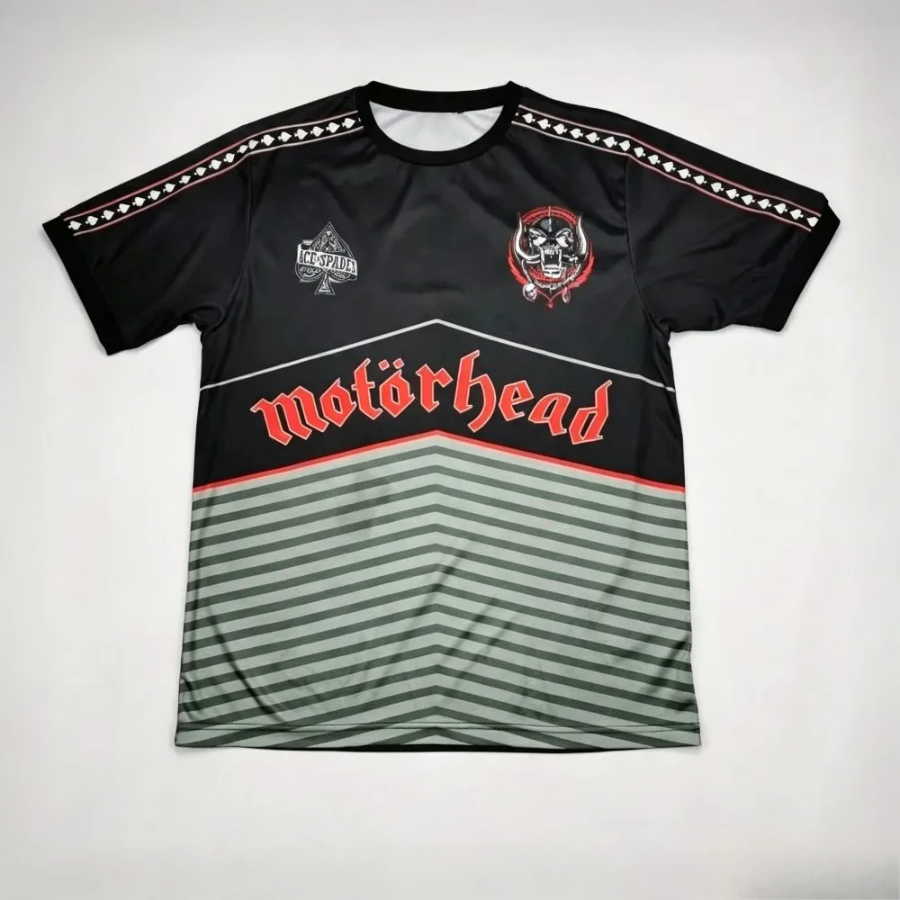 Gothic Number Graphic Chevron Stripe Men T-Shirt Retro Rock Soccer Jersey Casual Quick Dry Short Sleeve Tops