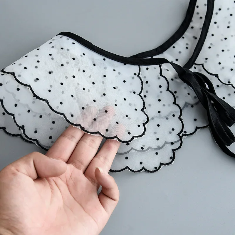 

Linbaiway для взрослых, двухслойные съемные воротники в горошек для женщин, рубашка с лацканами, искусственный воротник, модная накладная блузка, галстуки