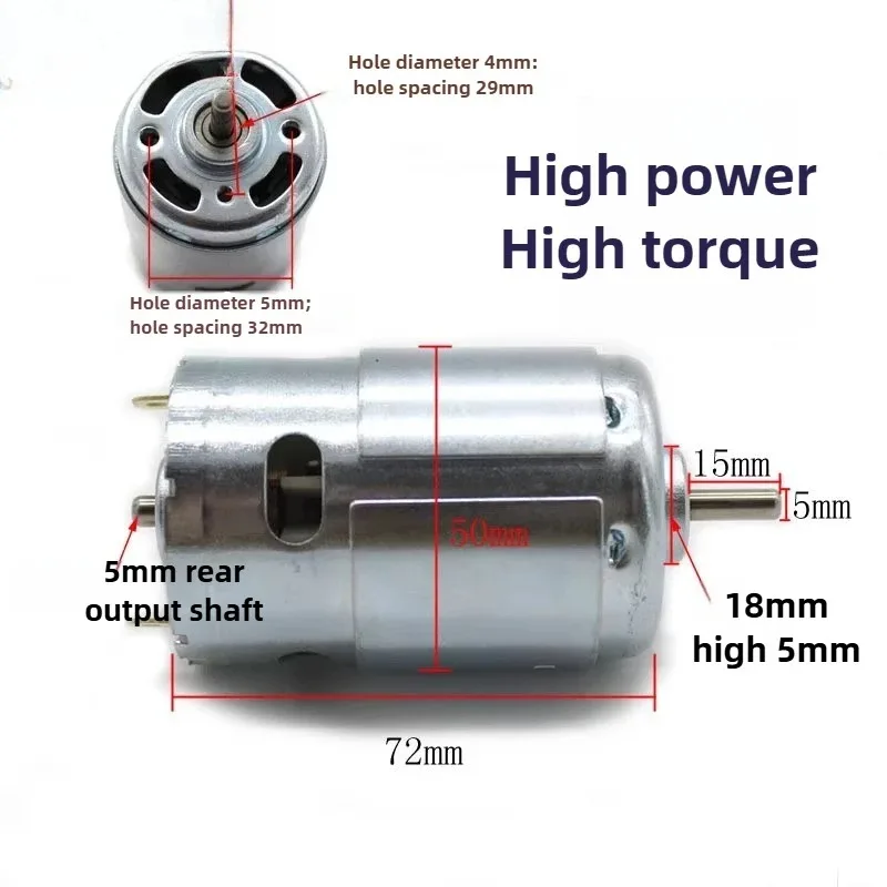DC Motor 12V 24V High Torque 775 795 895 , Ball Bearing DIY Power for Bench Drill, Table Saw, Cutting Tools, Round/D Shaft