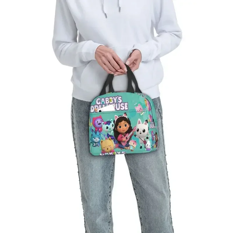 Gabbys Dollhouse Lunch Bag uomo donna Cartoon Mermaid Thermal Cooler scatole per il pranzo isolate per la scuola degli studenti